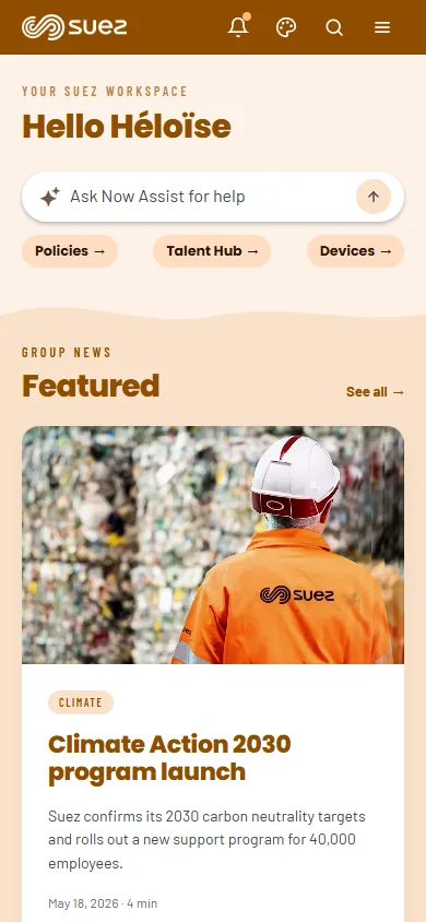 My Suez en anglais sur mobile